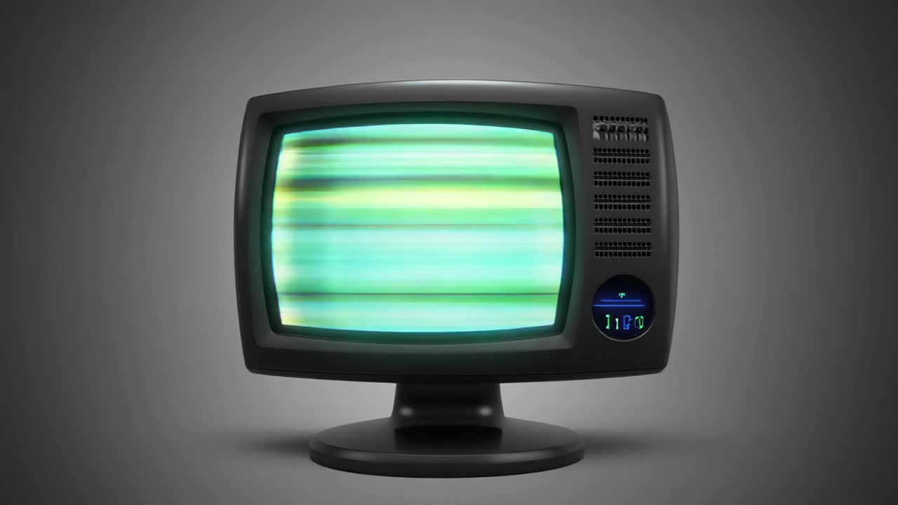 Schermo televisivo retrò sfarfallante con statica e glitch