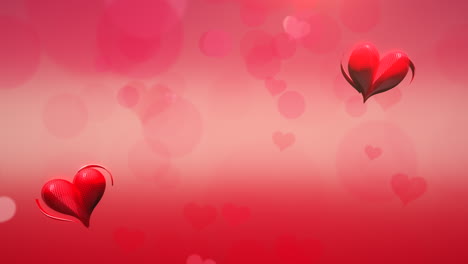 Fly-romantic-hearts-and-bokeh-on-red-sky