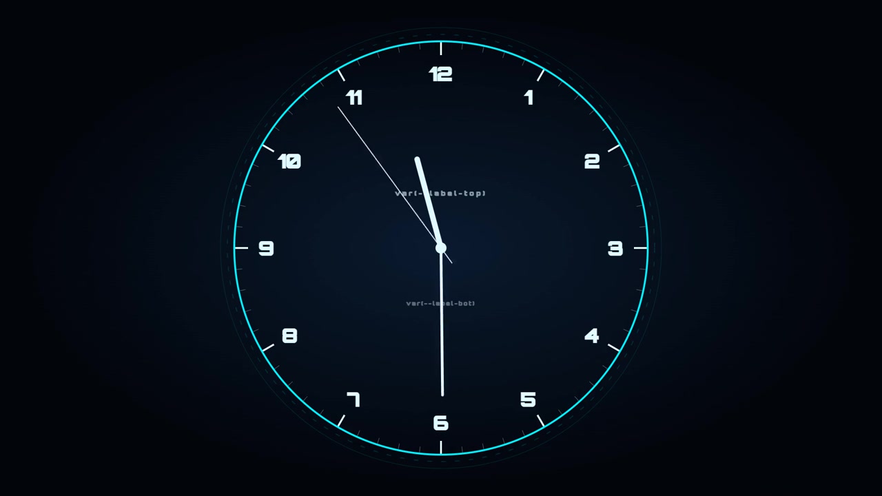 Digital Clock Face Animation Showing Time Passing