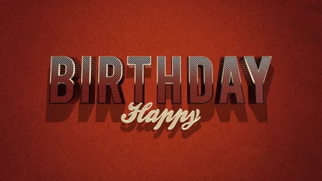 rustic metal happy birthday card on red background