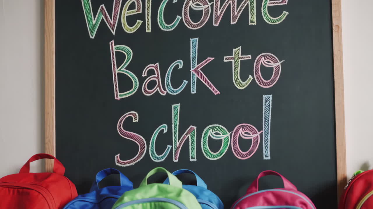 Back to School Chalkboard with Backpacks