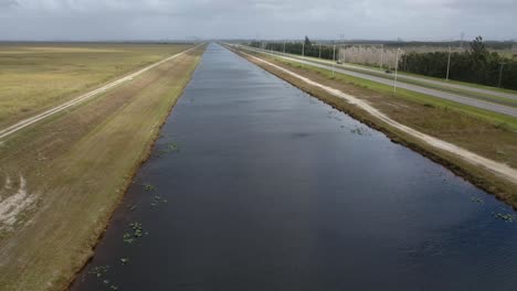 aerial view of l-30 canal in the florida everglades, l-30 canal, wca, florida