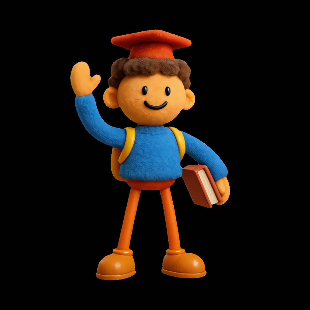 Cheerful student character illustration animation isolated asset, transparent 4K video, alpha