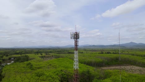 wireless telecommunication, cellular 3g, 4g, 5g radio transmitter and repeater tower.  footage 4k b-roll