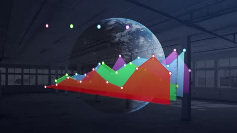 Animation-of-globe-and-statistics-processing-and-warehouse