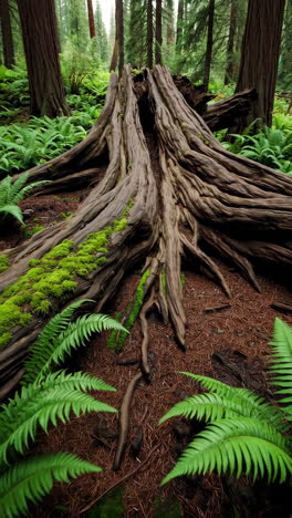ancient tree roots in a lush forest