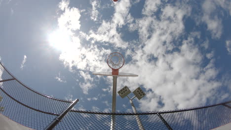 basketball shot unique outdoor court athletics on sunny day in a park