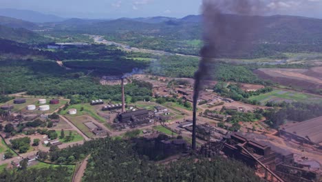 aerial view around the falconbridge dominicana facility in dominican republic - circling, drone shot