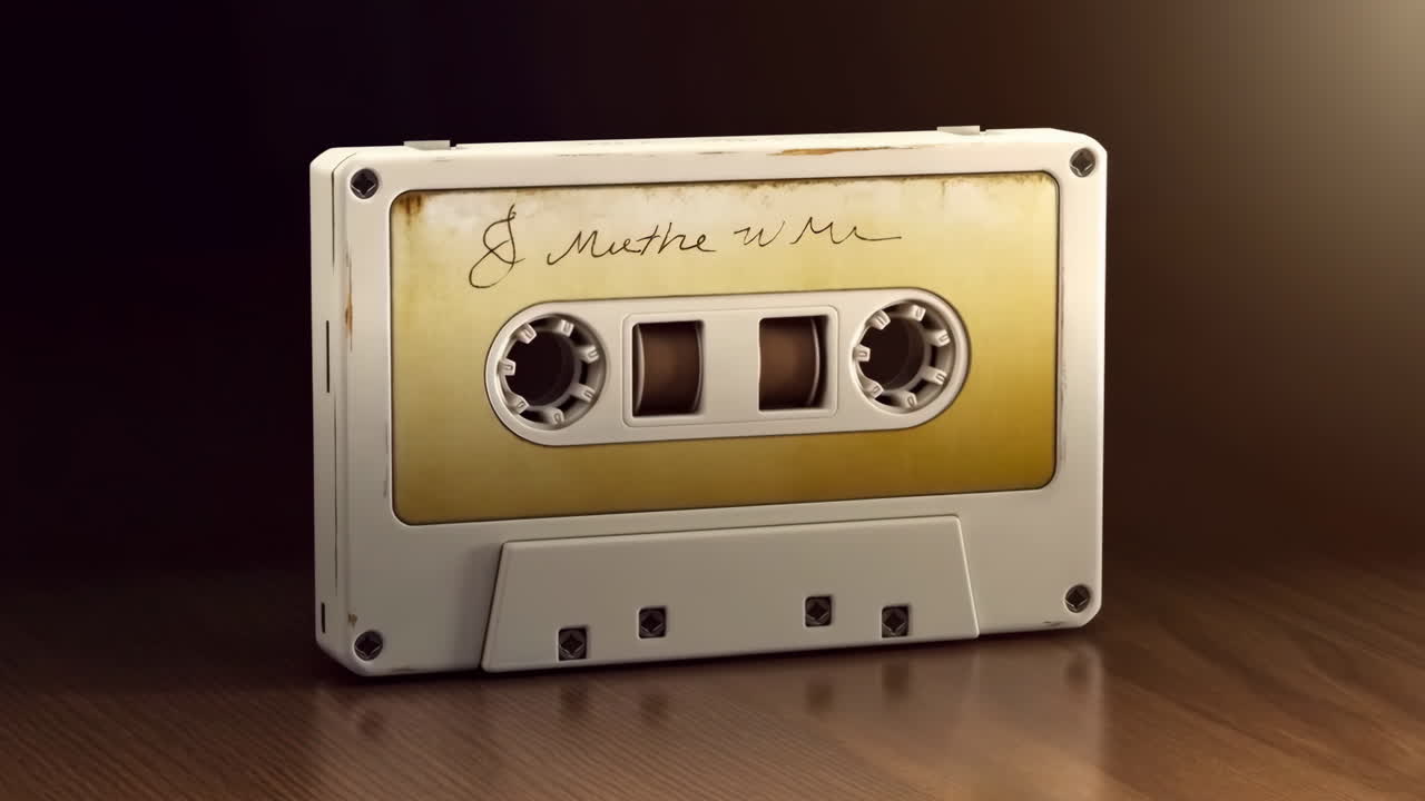 Vintage Audio Cassette Tape on a Wooden Surface