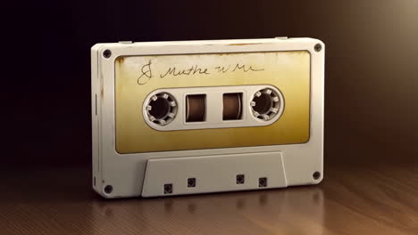 vintage audio cassette tape on a wooden surface