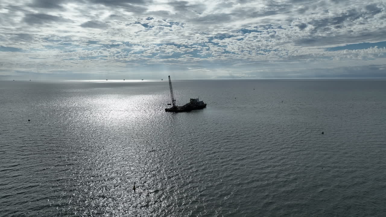 Santa Barbara drone flight, view of a boat