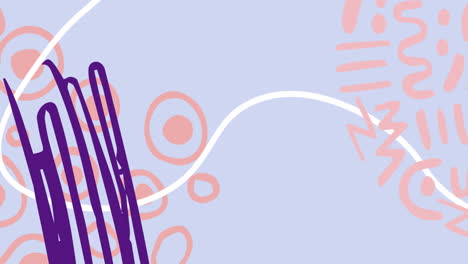 animación de patrones y formas orgánicas abstractas púrpuras, rosadas y blancas que se mueven sobre un fondo lila