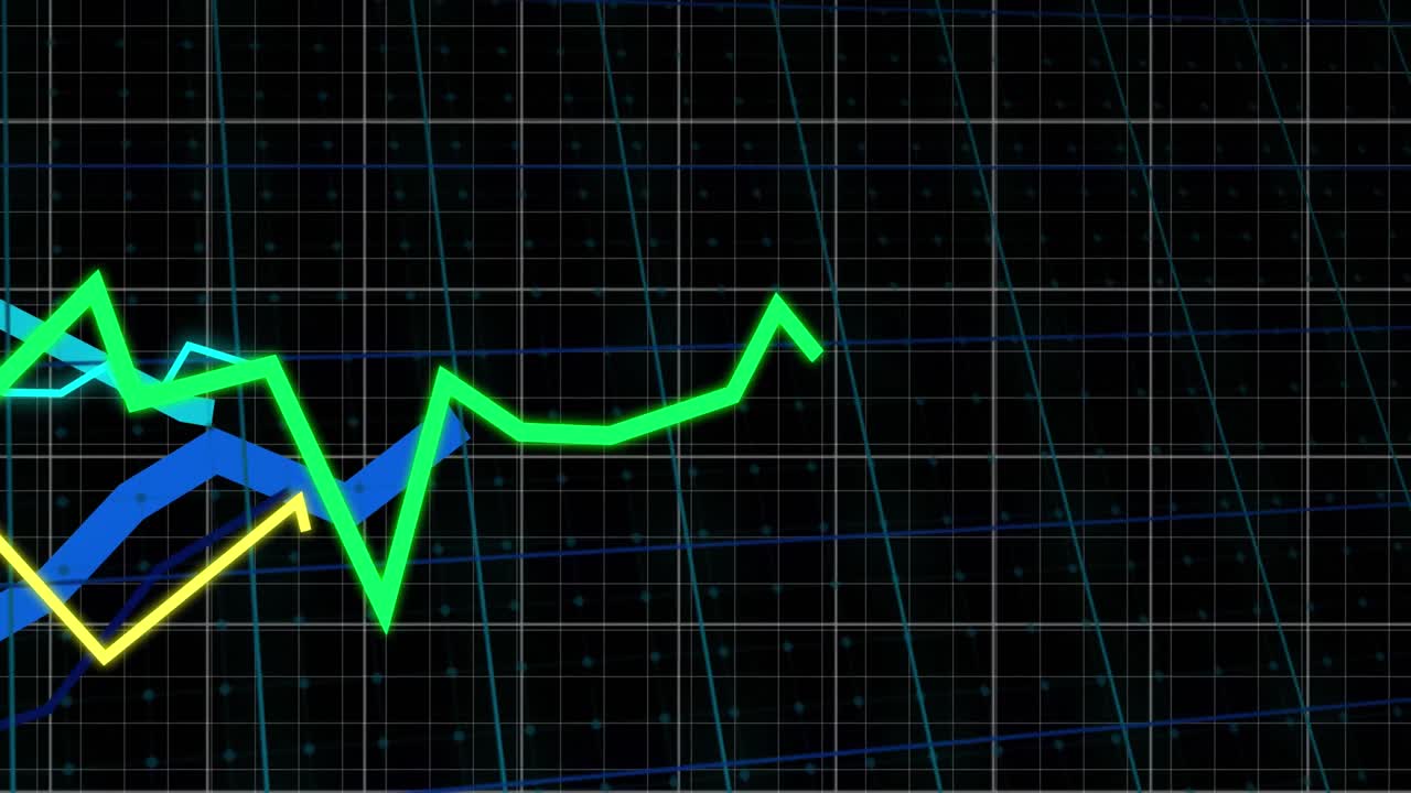 animación del procesamiento de datos financieros sobre un fondo negro