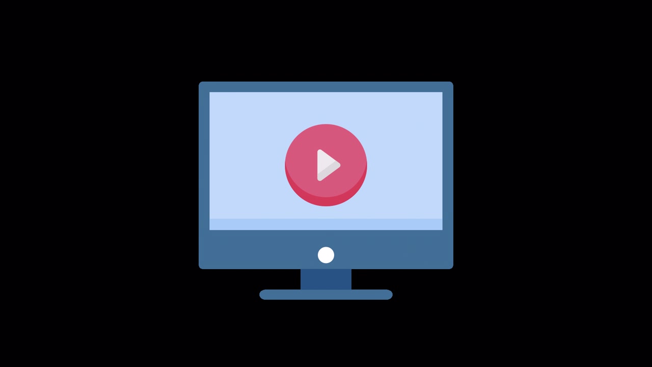 Animated Computer Monitor with Play Button Icon