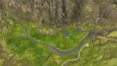 natural geothermal hot springs in campsite landmannalaugar valley iceland