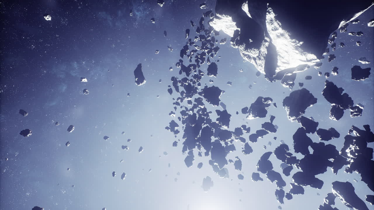 Galaxys celestial dance with asteroids in deep space