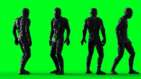 petrolium, oil man character animation. isolate on green screen.