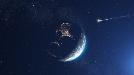 earth from space with meteor