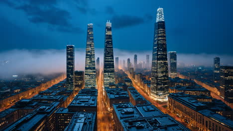 illuminated futuristic cityscape at night