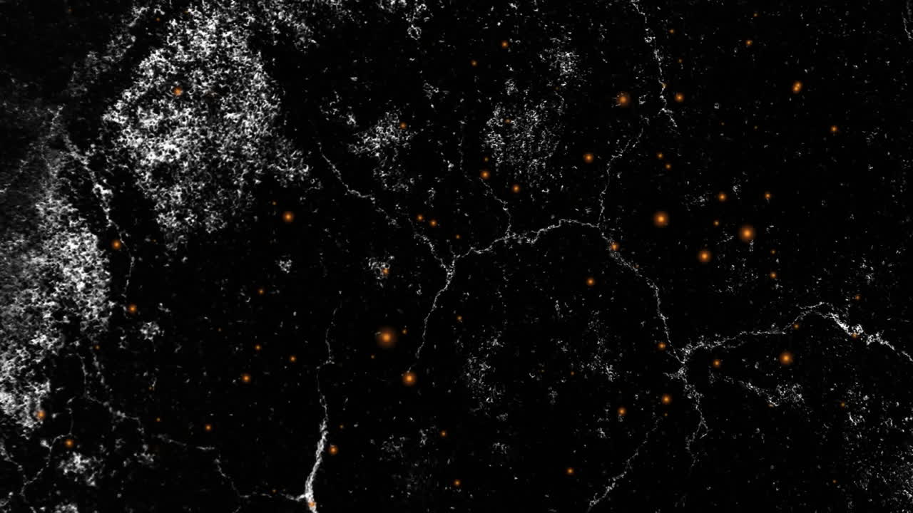 Animation of light spots and white shapes on black background