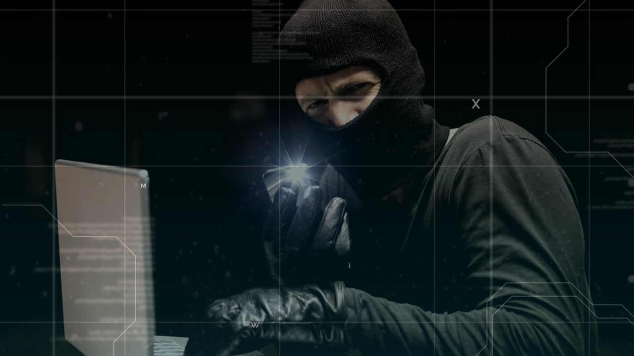 노트북을 해킹한 해커의 디지털 애니메이션 4k