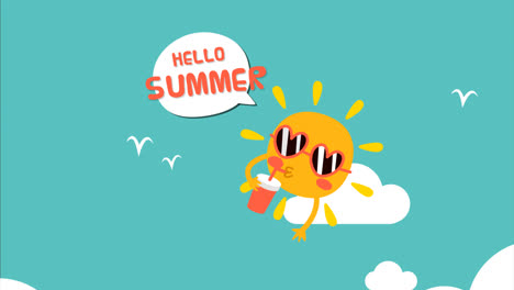 an animation of a hello summer