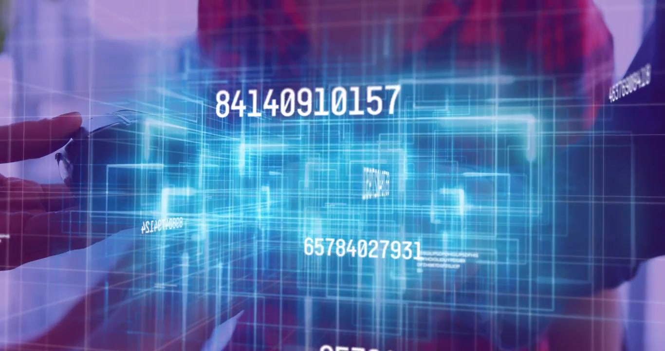 Animation of financial data processing over people using payment terminal
