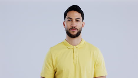 face, showing and man with presentation
