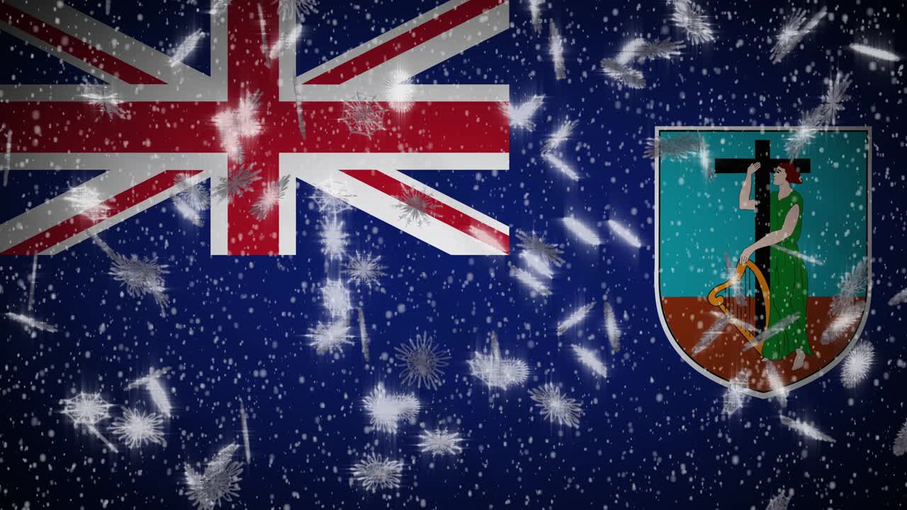 몬테세라트 발, 눈이 떨어지는 루프, 새해와 크리스마스 배경, 루프