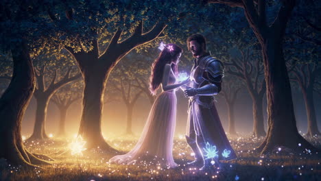 a magical encounter in an enchanted forest