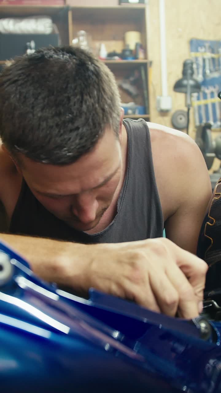 Motorcycle Repair in a Garage