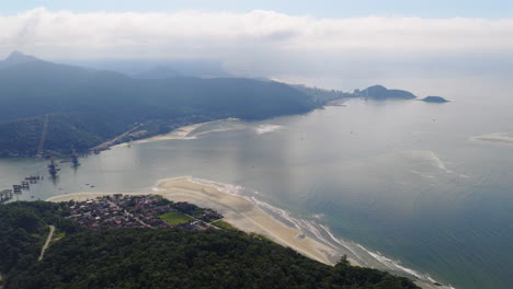 panoramic view of the guaratuba bridge under construction, connecting coastal towns in paraná, brazil