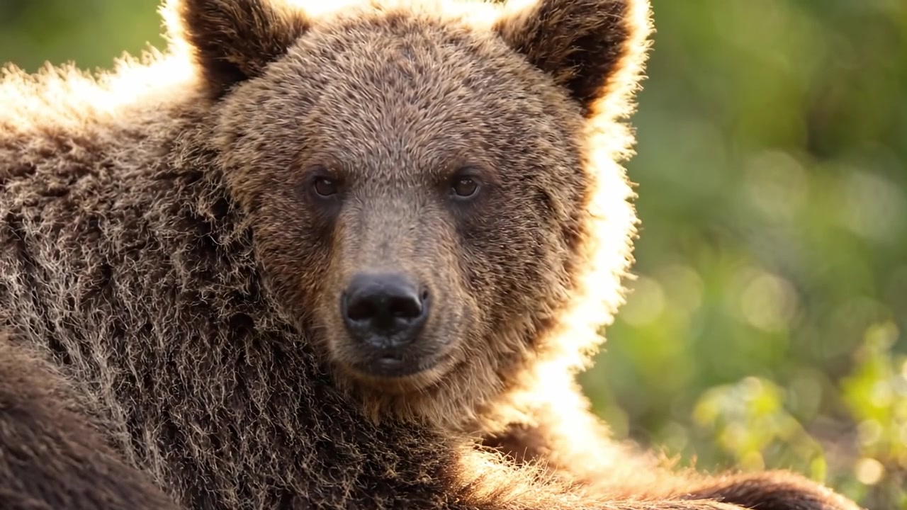 Maestoso orso bruno a riposo nella natura: uno sguardo ravvicinato alla bellezza e alla serenità della fauna selvatica nel suo habitat naturale