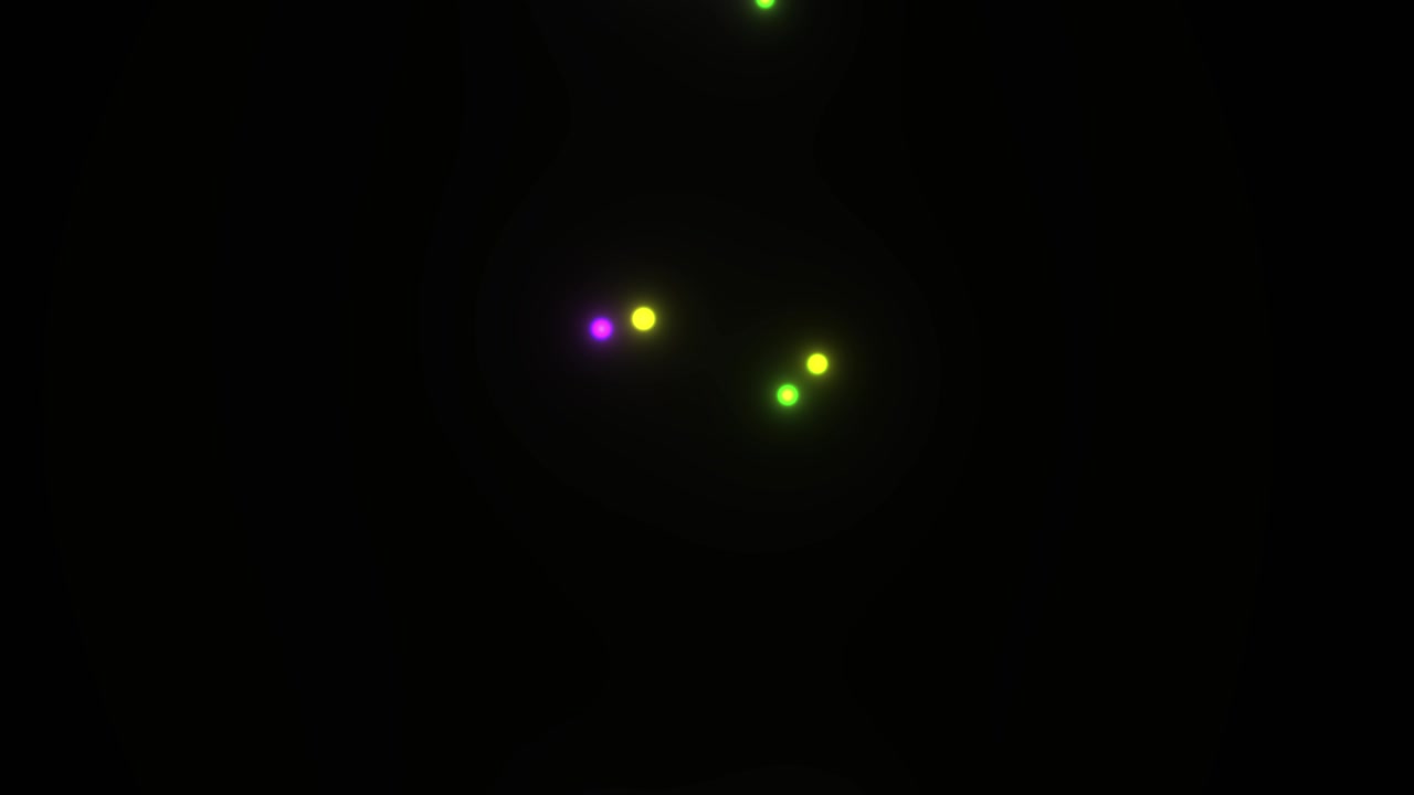 Abstract Glowing Neon Particles Moving in Dark Space