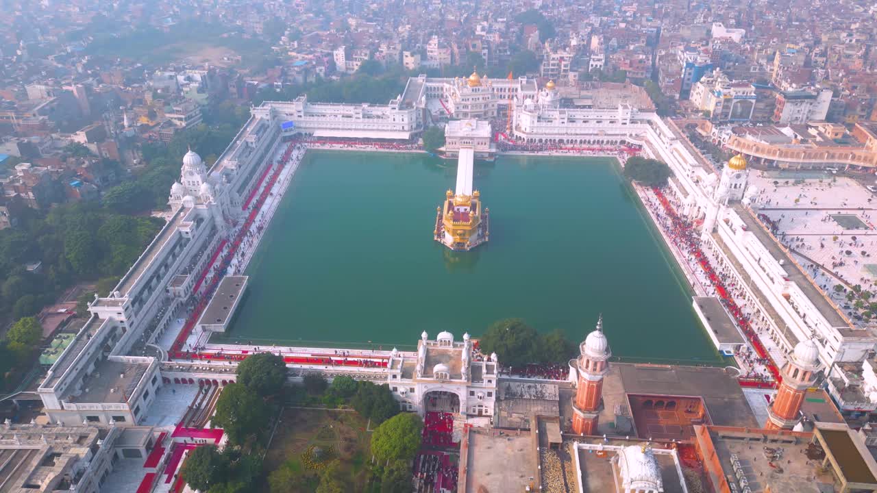 The Golden Temple also known as the Harimandir Sahib Aerial view by DJI mini3Pro Drone