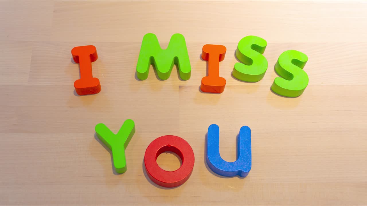 I miss you text stop motion animation, jumping words for love concept