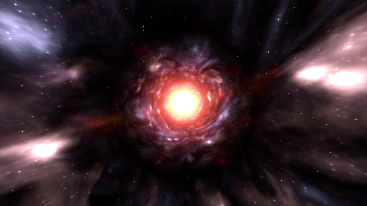 Abstrakt kosmisk tågevirvel med et lyst centralt stjernefelt