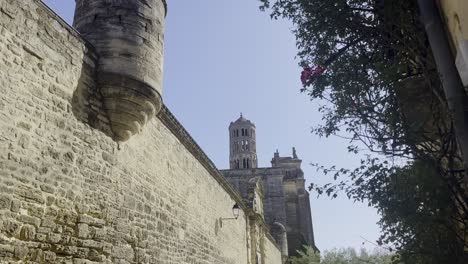 wall of the pope's palace in france old stone wall in avignon in good weather