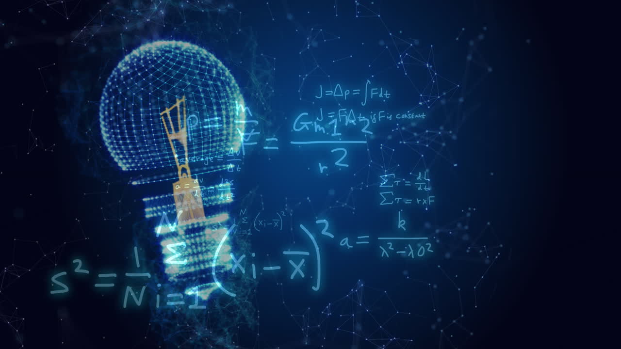 Animation of light bulb and mathematical data processing