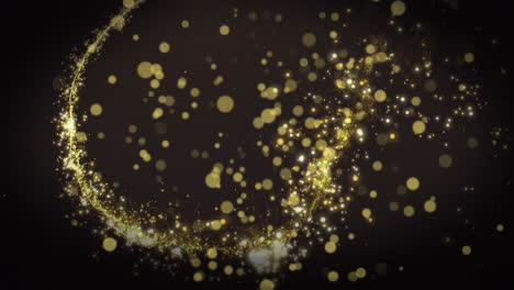 animation of golden dots and shooting star falling on black background