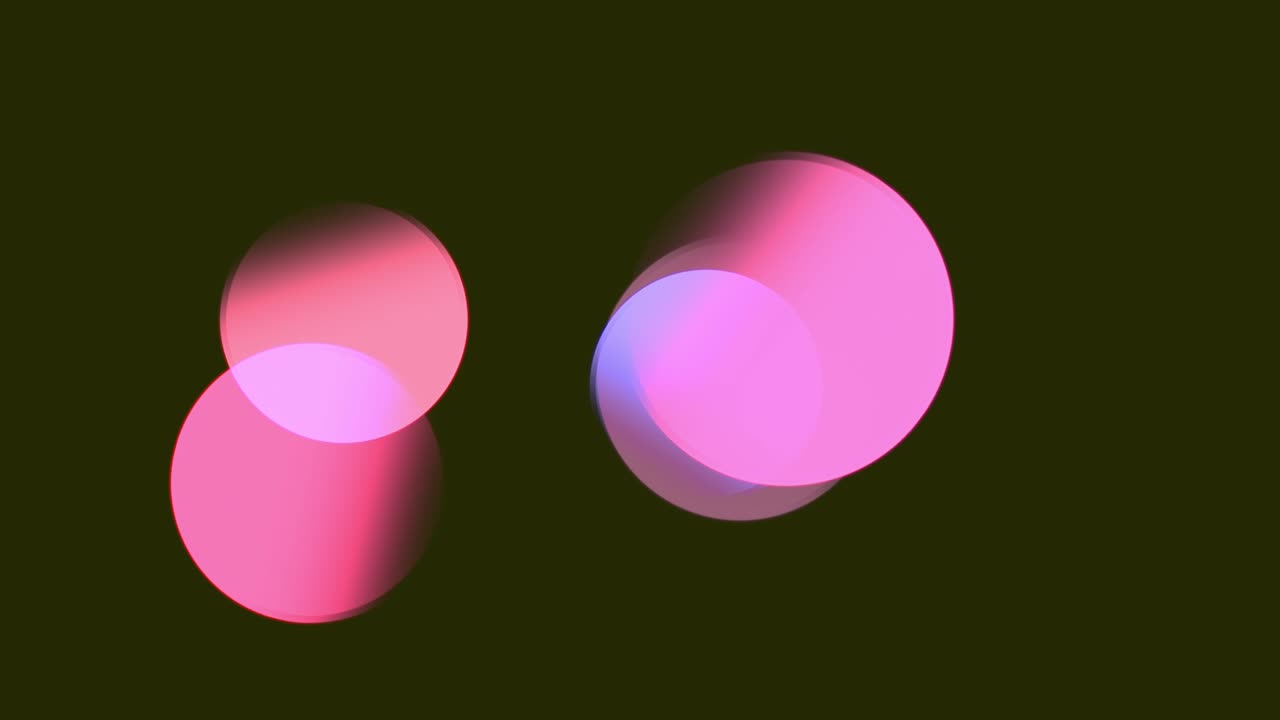 Abstract vintage circular pink, purple, violet, blue gradient bokeh flowing on black. Abstract blurred background with pink blue lights. Circle background animation soft defocused blured color lights