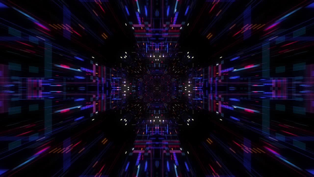 Abstract technology big data cloud computing background with bright neon lines and dots