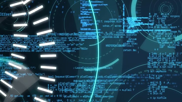 5G written in the middle of a futuristic circles and program codes