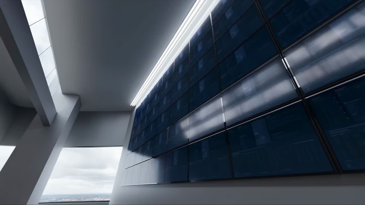Large Video Wall Displaying Digital Information in a Modern Control Room