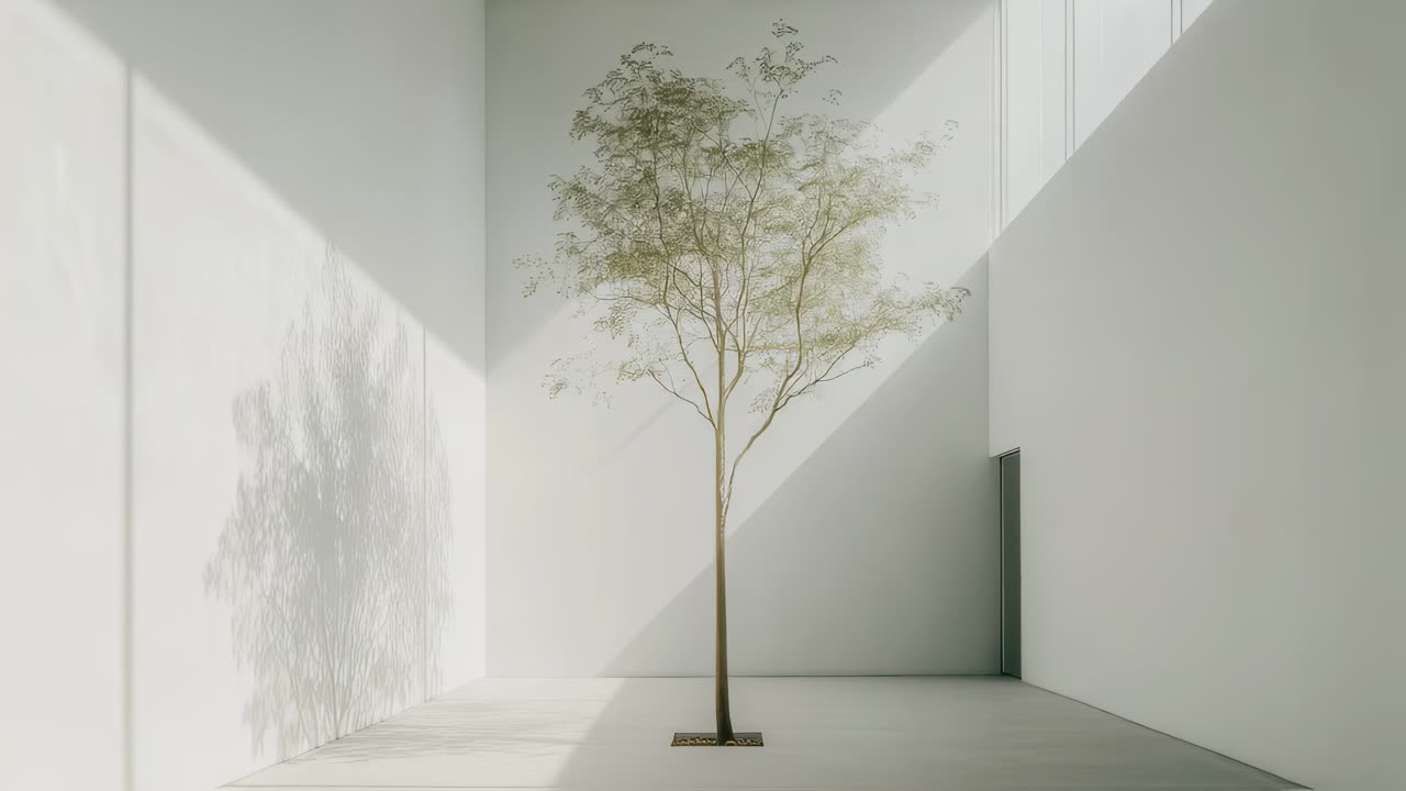 Minimalist Interior with a Tree