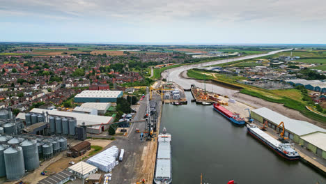 breathtaking aerial drone footage displays boston, lincolnshire: port, ships, saint botolph church , saint botolph’s bridge