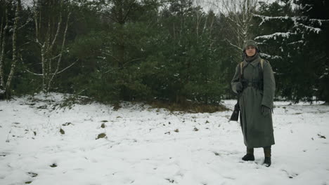 wwii german soldier in winter forest