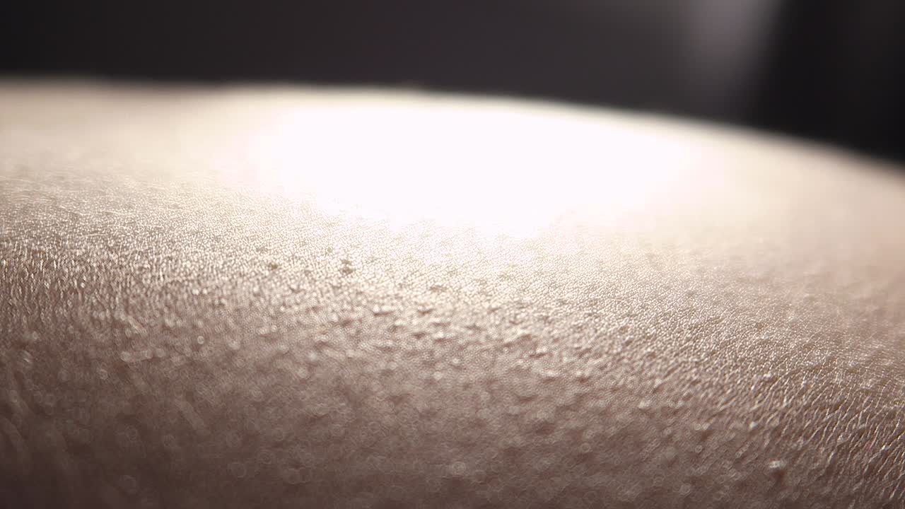 Silhouette of a man hand stroking woman's back in bed.