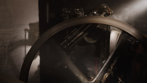vintage printing press in action