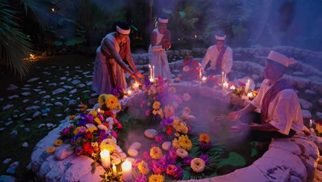 spiritual ceremony in a garden setting